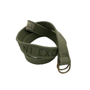 A/X Armani Exchange Canvas Web Belt Double D-Ring Buckle Olive Green Logo 45”